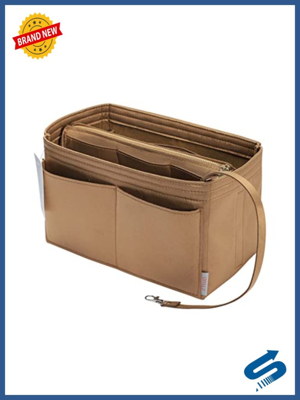 Felt Purse Organizer with Metal Zipper 13 Pockets Handbag Insert Tote Shaper 7